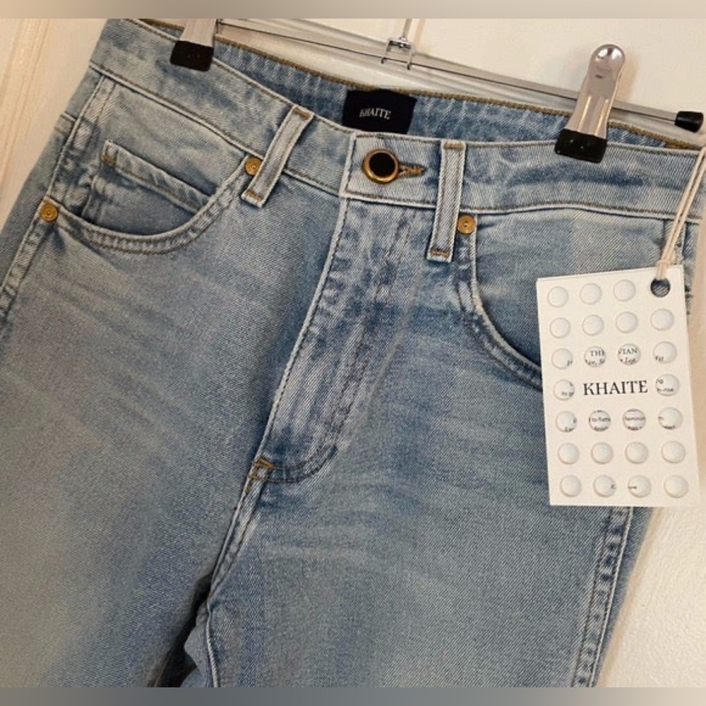 Khaite (Sz 28) THE VIVIAN High Rise Straight Leg Frayed Hem Jeans